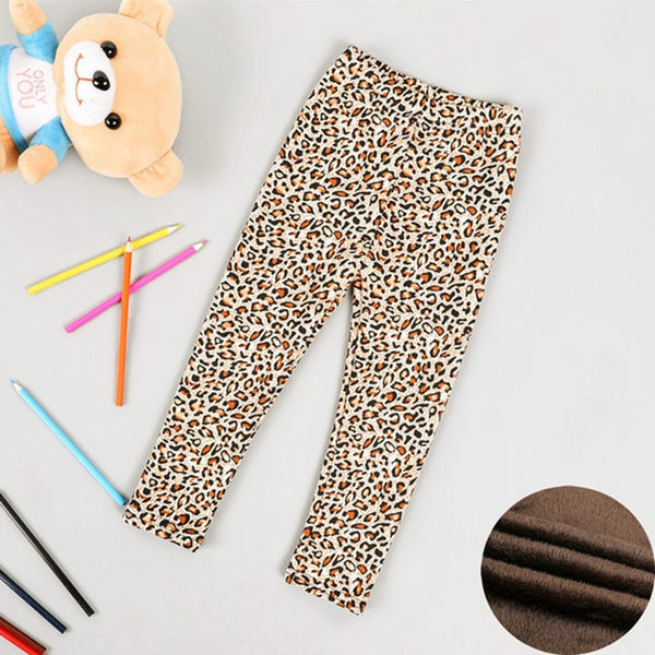 High quality Winter Fur Girls Leggings Children Pants Kids Thick Warm Elastic Waist Colorful Cotton Girl Pants 3-11 Years