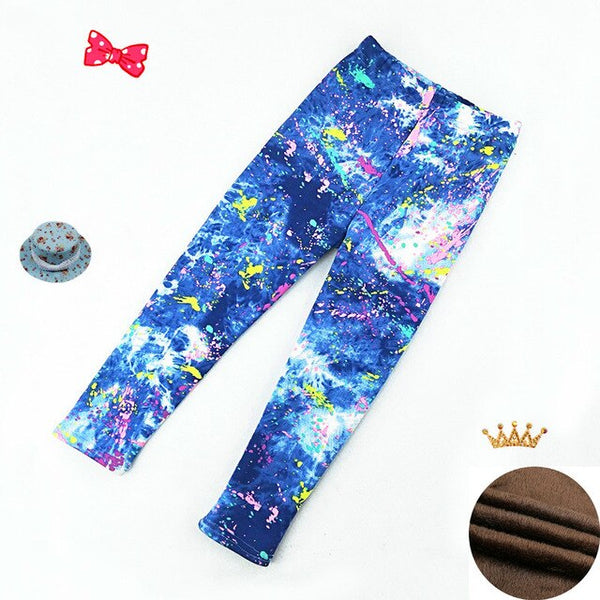 High quality Winter Fur Girls Leggings Children Pants Kids Thick Warm Elastic Waist Colorful Cotton Girl Pants 3-11 Years