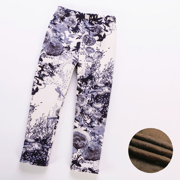 High quality Winter Fur Girls Leggings Children Pants Kids Thick Warm Elastic Waist Colorful Cotton Girl Pants 3-11 Years