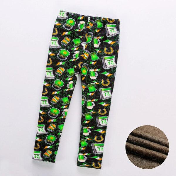 High quality Winter Fur Girls Leggings Children Pants Kids Thick Warm Elastic Waist Colorful Cotton Girl Pants 3-11 Years