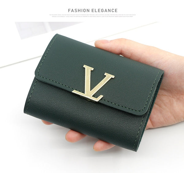 Women Card Holder Femal Wallet Multi-Function Coin Purse Business Credit Card Case Metal Letter Leather Card Wallet Wholesale