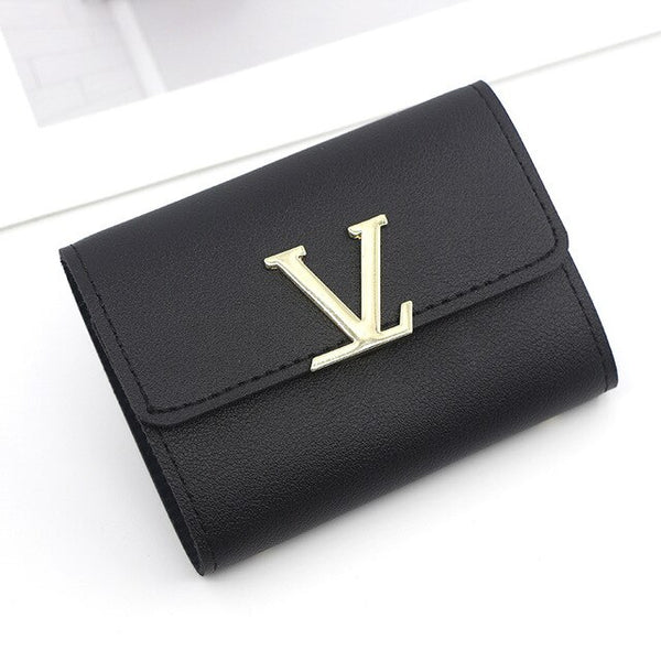 Women Card Holder Femal Wallet Multi-Function Coin Purse Business Credit Card Case Metal Letter Leather Card Wallet Wholesale