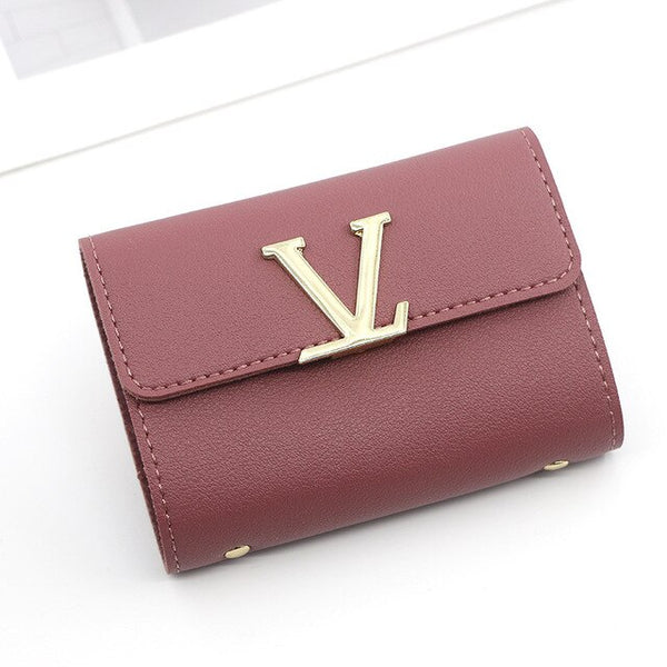 Women Card Holder Femal Wallet Multi-Function Coin Purse Business Credit Card Case Metal Letter Leather Card Wallet Wholesale