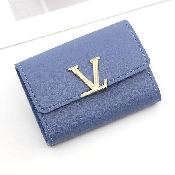 Women Card Holder Femal Wallet Multi-Function Coin Purse Business Credit Card Case Metal Letter Leather Card Wallet Wholesale