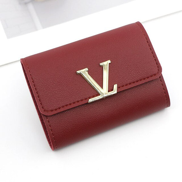 Women Card Holder Femal Wallet Multi-Function Coin Purse Business Credit Card Case Metal Letter Leather Card Wallet Wholesale