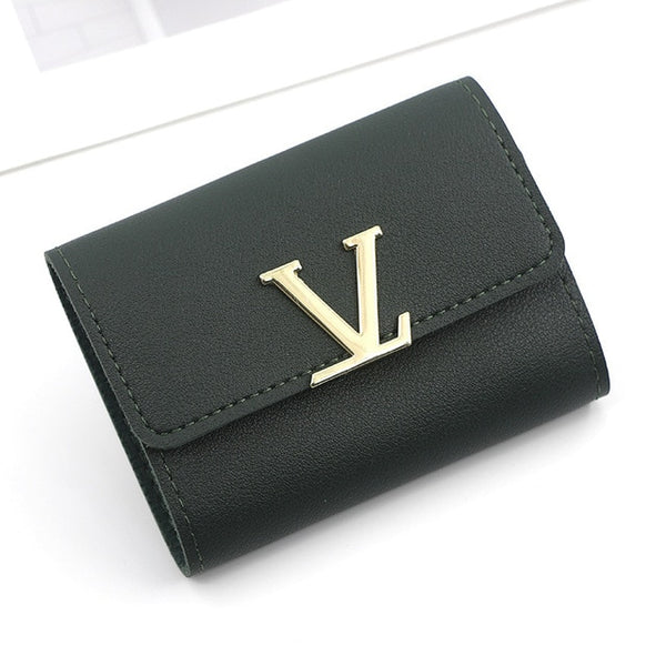 Women Card Holder Femal Wallet Multi-Function Coin Purse Business Credit Card Case Metal Letter Leather Card Wallet Wholesale