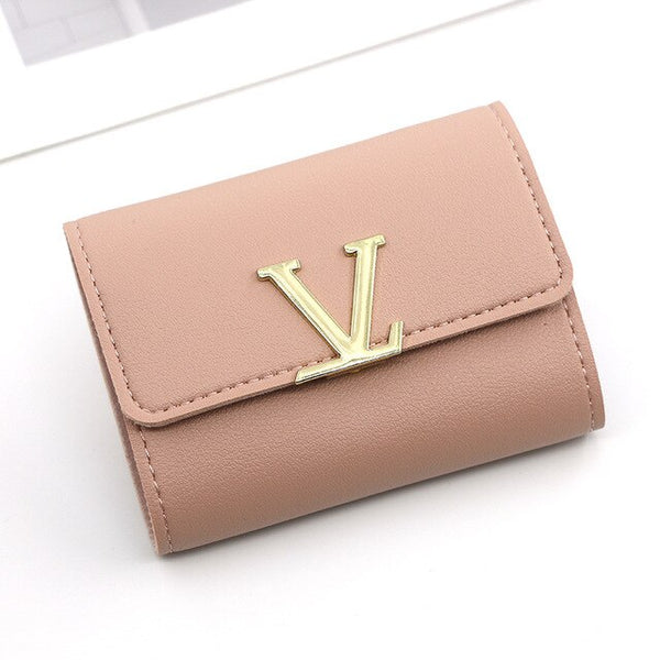 Women Card Holder Femal Wallet Multi-Function Coin Purse Business Credit Card Case Metal Letter Leather Card Wallet Wholesale