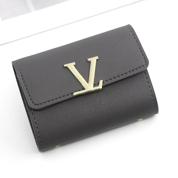 Women Card Holder Femal Wallet Multi-Function Coin Purse Business Credit Card Case Metal Letter Leather Card Wallet Wholesale