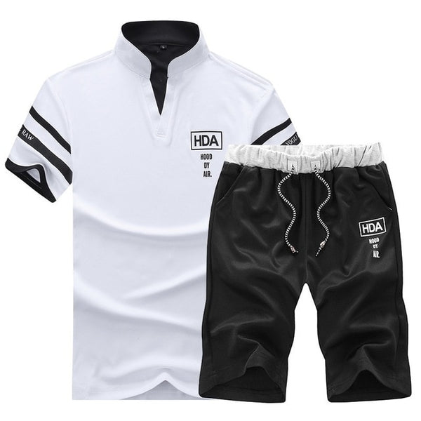 2020 Summer New Men Shorts Sets Short Sleeve T Shirt +Shorts Print Male Tracksuit Set Men's Brand Clothing 2 Pieces Sets