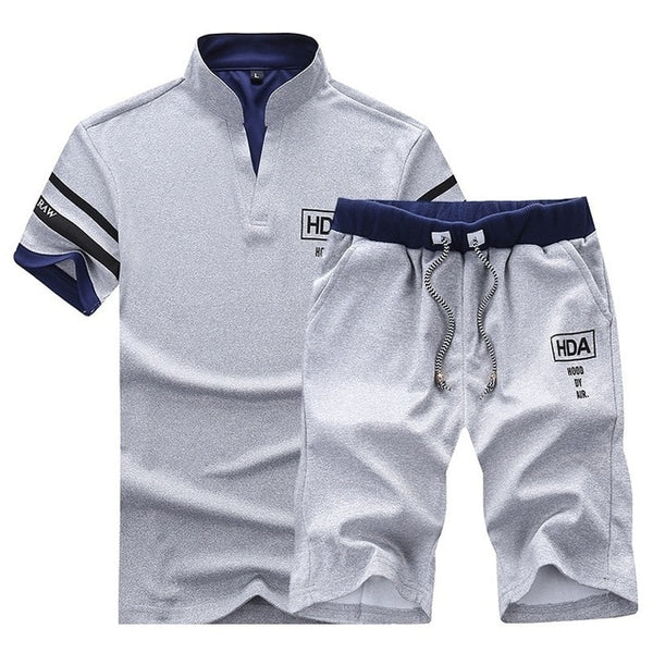 2020 Summer New Men Shorts Sets Short Sleeve T Shirt +Shorts Print Male Tracksuit Set Men's Brand Clothing 2 Pieces Sets