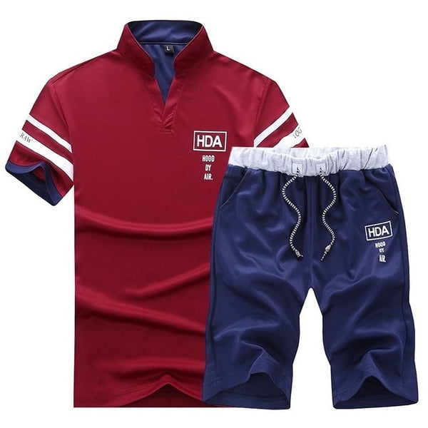 2020 Summer New Men Shorts Sets Short Sleeve T Shirt +Shorts Print Male Tracksuit Set Men's Brand Clothing 2 Pieces Sets