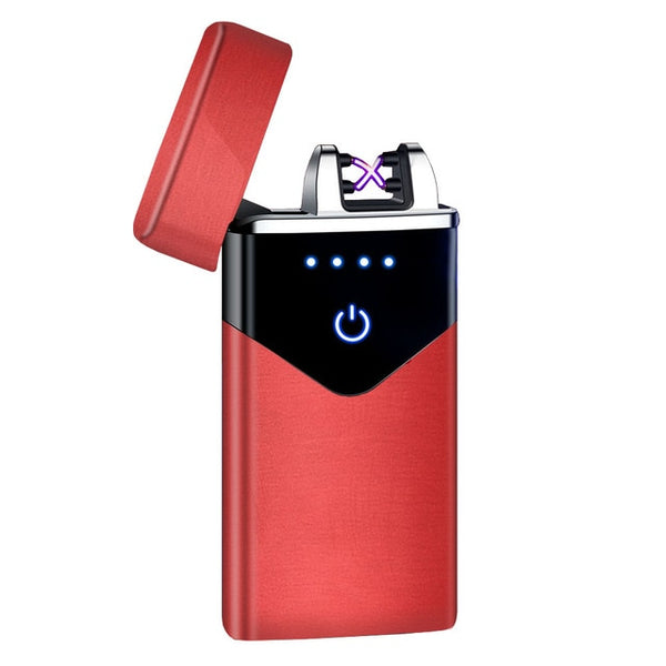 2020 Dual Arc USB Electric Lighter LED ScreenTouch Fire Plasma Arc  Cigarette Lighter Windproof Metal Novelty Lighter Mens Gift