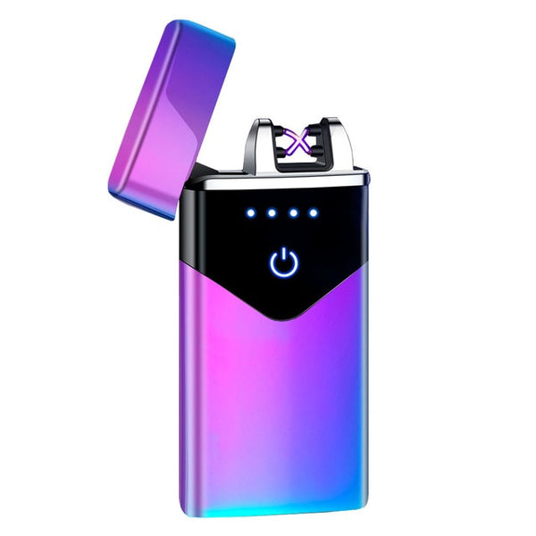 2020 Dual Arc USB Electric Lighter LED ScreenTouch Fire Plasma Arc  Cigarette Lighter Windproof Metal Novelty Lighter Mens Gift