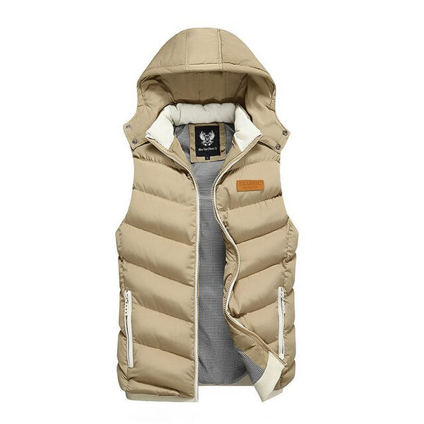 2020 New Men's Fashion Sleeveless Waistcoat Jacket Men Winter  Warm Casual Vest Coat Male Stand Collar Hooded Loose Vest Jacket