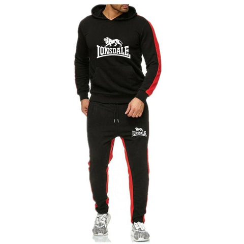 New Lonsdale printed men's Hoodie set brand sports suit men's hip-hop Sweatshirt + sweatpants autumn and winter wool Hoodie set