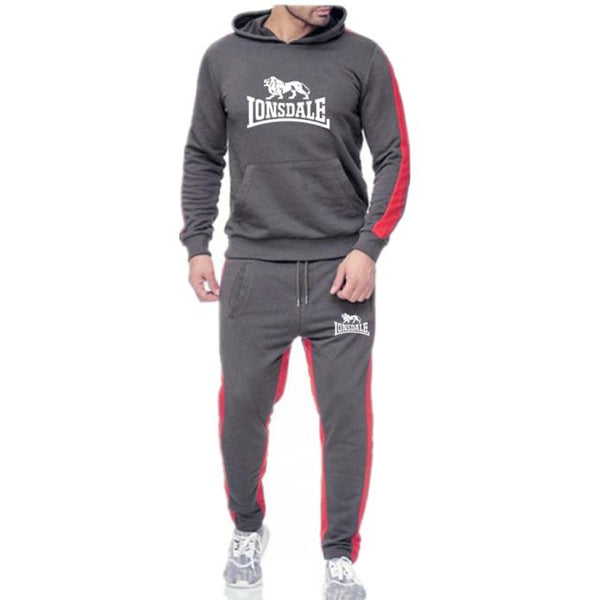 New Lonsdale printed men's Hoodie set brand sports suit men's hip-hop Sweatshirt + sweatpants autumn and winter wool Hoodie set