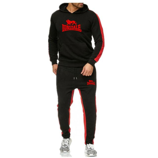 New Lonsdale printed men's Hoodie set brand sports suit men's hip-hop Sweatshirt + sweatpants autumn and winter wool Hoodie set