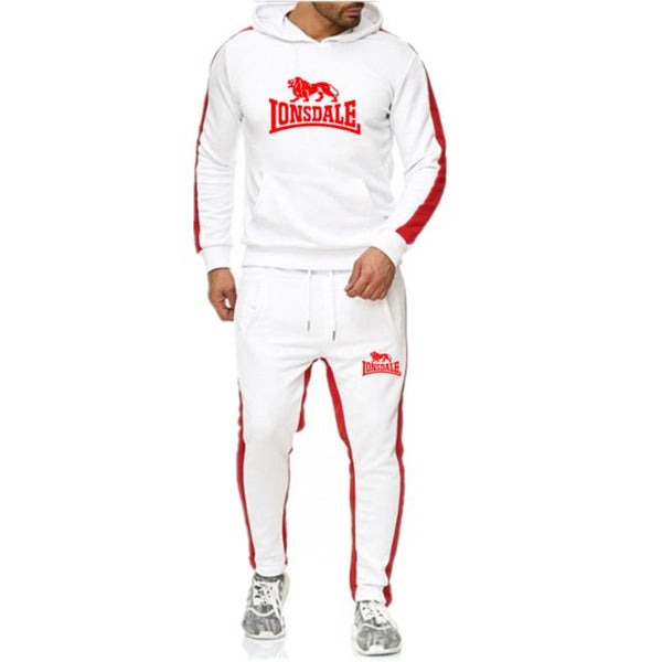 New Lonsdale printed men's Hoodie set brand sports suit men's hip-hop Sweatshirt + sweatpants autumn and winter wool Hoodie set