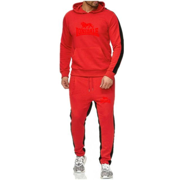 New Lonsdale printed men's Hoodie set brand sports suit men's hip-hop Sweatshirt + sweatpants autumn and winter wool Hoodie set