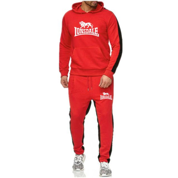 New Lonsdale printed men's Hoodie set brand sports suit men's hip-hop Sweatshirt + sweatpants autumn and winter wool Hoodie set