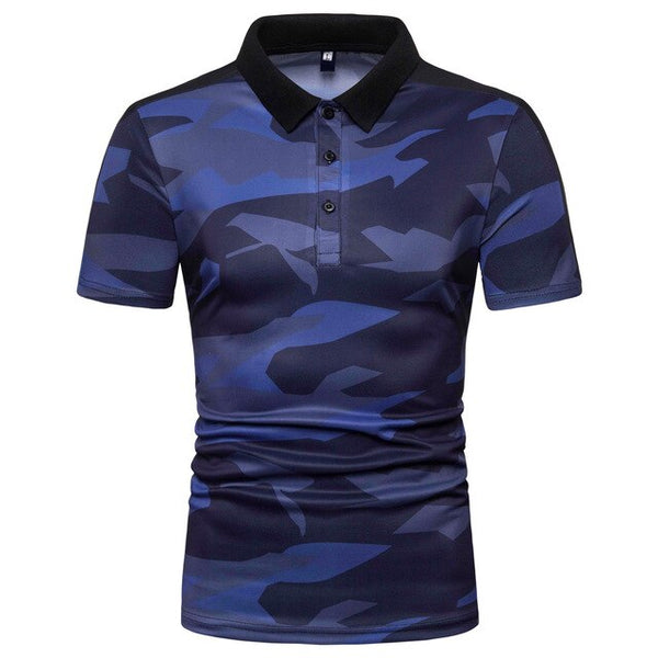 AKSR Men's Short Sleeve POLO Shirt Camouflage Print Shell Pattern Leopard Pattern Summer Casual Simple Lapel European Size Slim