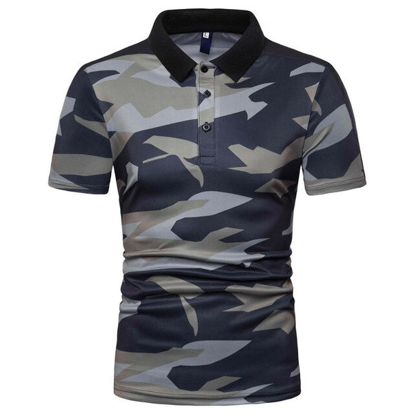 AKSR Men's Short Sleeve POLO Shirt Camouflage Print Shell Pattern Leopard Pattern Summer Casual Simple Lapel European Size Slim