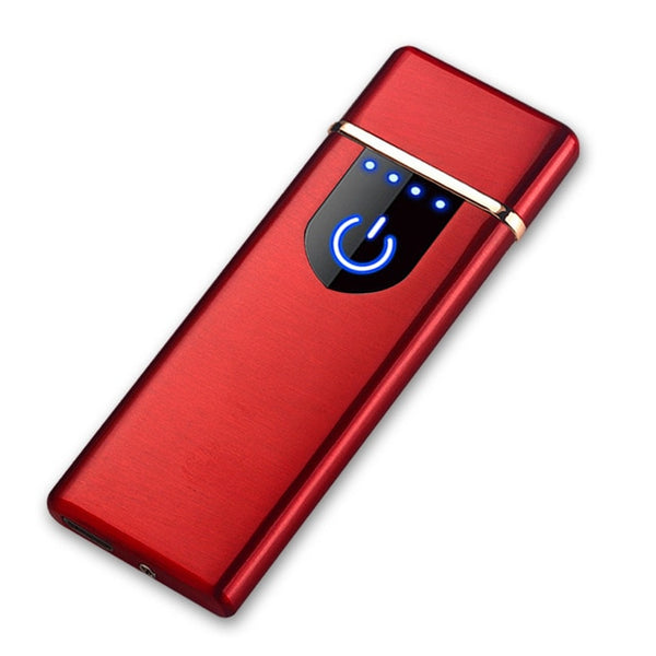 USB Rechargeable Touchscreen Flameless Windproof Lighter With Battery Indicator For Fire Cigarette Candle Grill Camping Men Gift