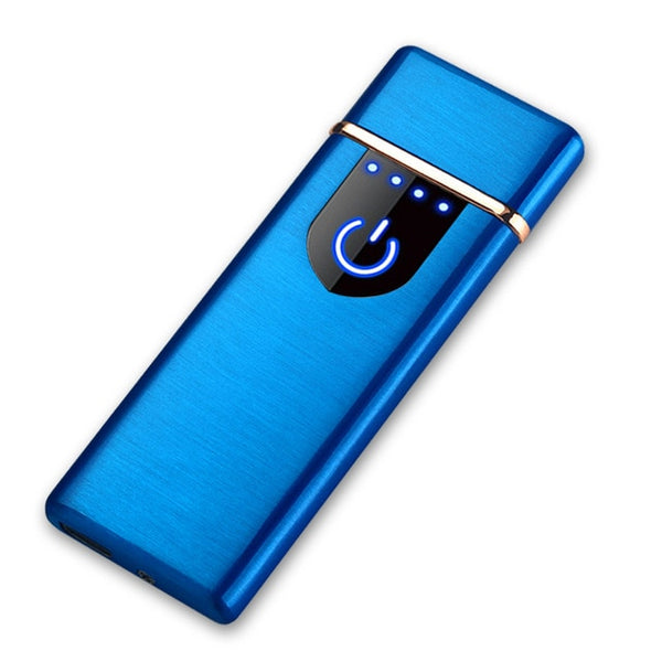 USB Rechargeable Touchscreen Flameless Windproof Lighter With Battery Indicator For Fire Cigarette Candle Grill Camping Men Gift