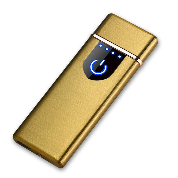 USB Rechargeable Touchscreen Flameless Windproof Lighter With Battery Indicator For Fire Cigarette Candle Grill Camping Men Gift