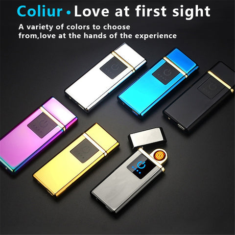 USB Rechargeable Electronic Lighter Briquet Touch Induction Windproof  Cigarette Metal Smart Double Side Lighter