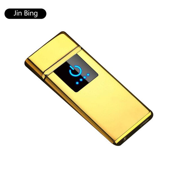 USB Rechargeable Electronic Lighter Briquet Touch Induction Windproof  Cigarette Metal Smart Double Side Lighter