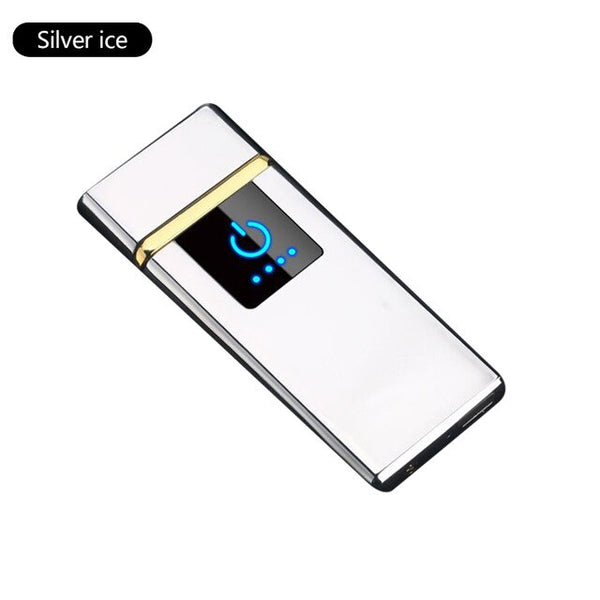 USB Rechargeable Electronic Lighter Briquet Touch Induction Windproof  Cigarette Metal Smart Double Side Lighter