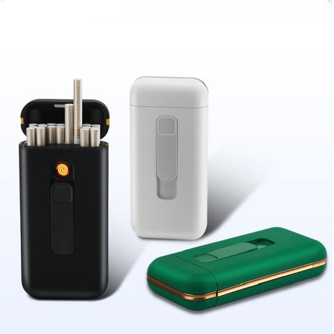 20pcs Capacity Cigarette Case Box with USB Electronic Lighter for Slim Cigarette Waterproof Cigarette Holder Plasma Lighter