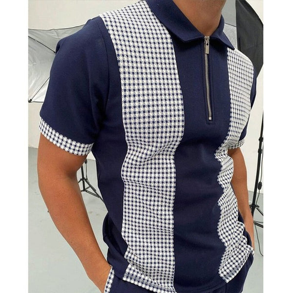 Mens Clothing（Free Shipping）European Style Men&#39;s Summer Short Sleeve Zipper Polos Comfortable Breathable Mens Street Wear Tops