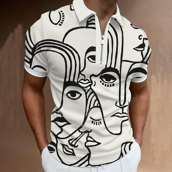 Mens Clothing（Free Shipping）European Style Men&#39;s Summer Short Sleeve Zipper Polos Comfortable Breathable Mens Street Wear Tops