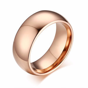 Rose Golden Tungsten Carbide Rings 8mm Comfort Fit Wedding Band Polished Finish Classic Dome Ring Anniversary Ring Unisex Jewels